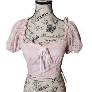 Shein Women's Pink Eyelet Crop Top NWT US 2